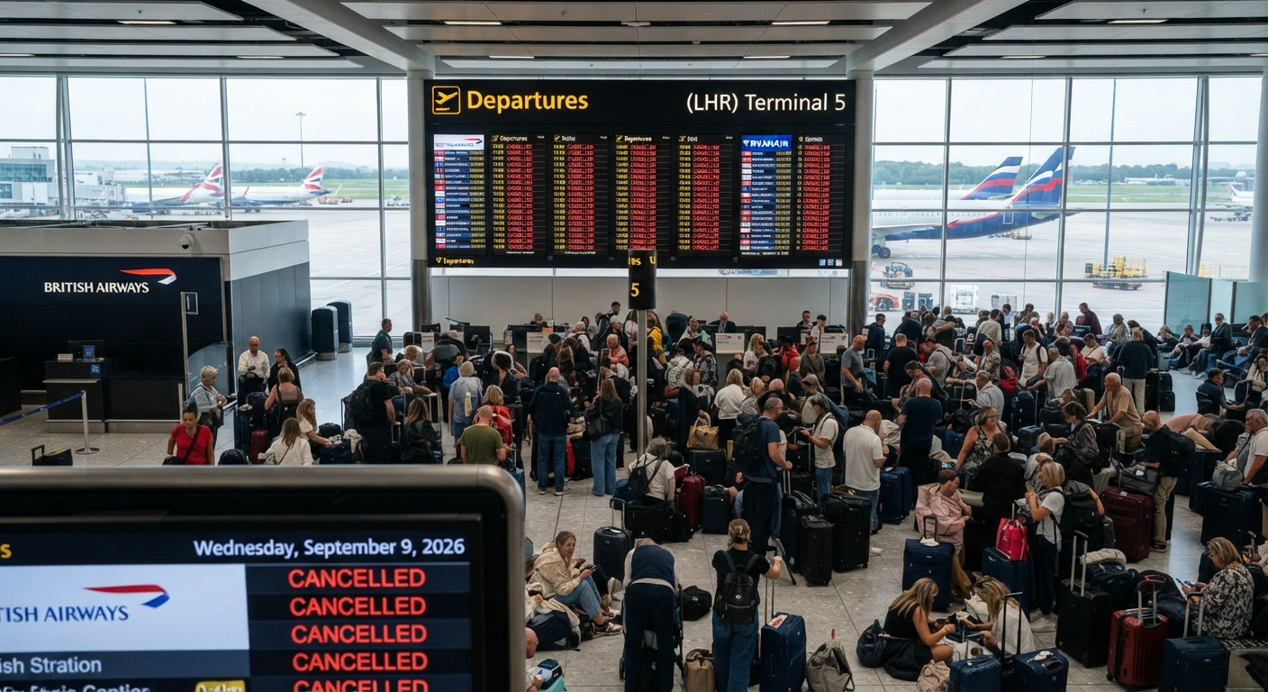 Two thousand flight cancellations in the UK at major airports London Heathrow Gatwick & Manchester ... Russian cyber attacks ?