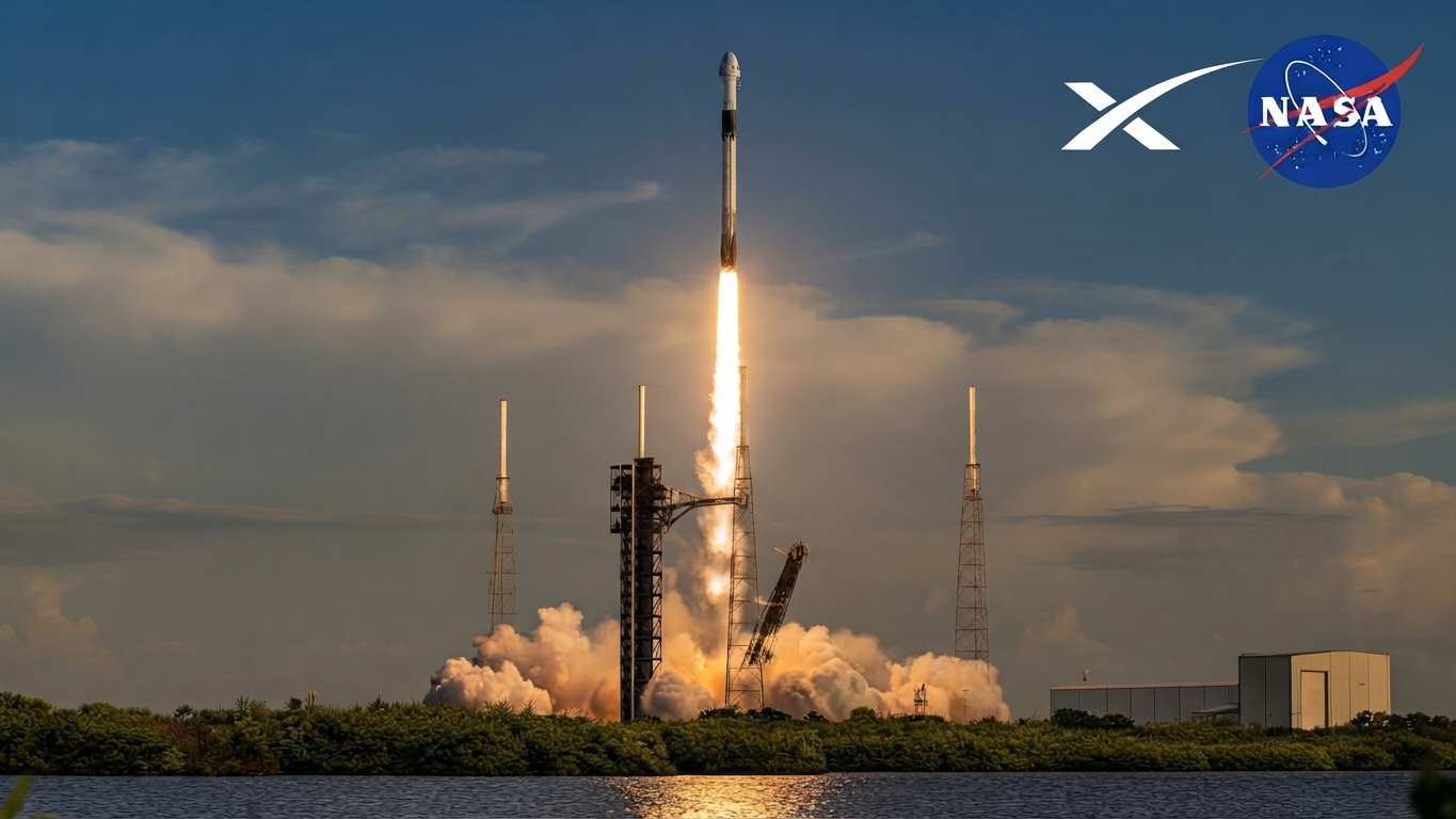 Space X sends a rocket with four NASA astronauts to the international space station and SPCX shares little changed